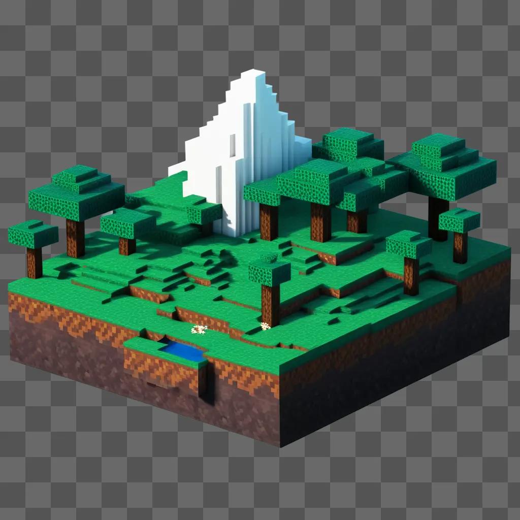 Minecraft world rendered in a transparent style