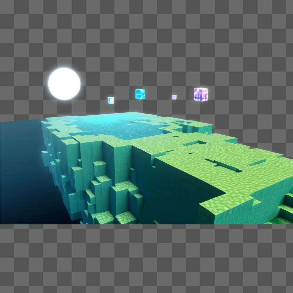 Minecraft world rendered in transparent cube format