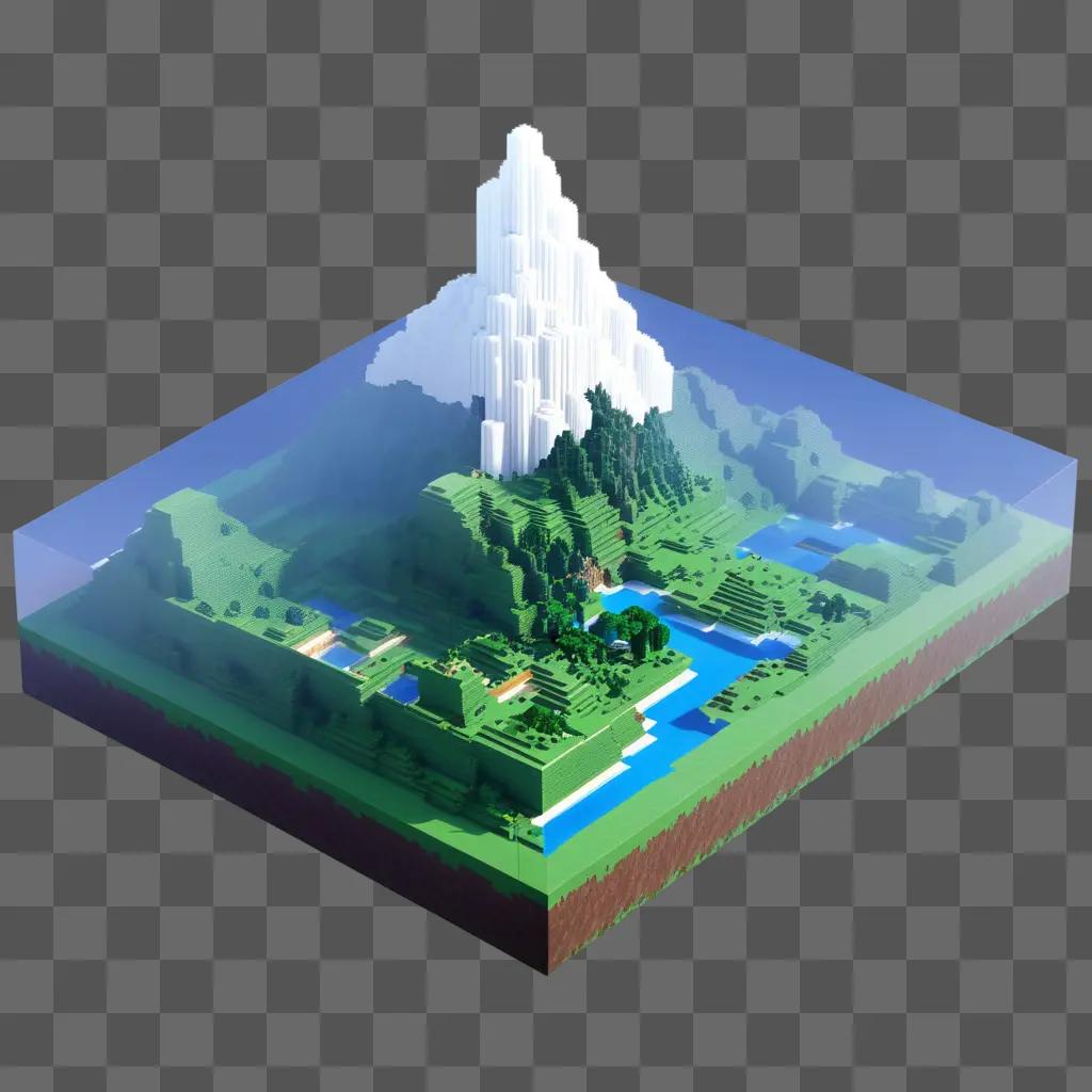 Minecraft world with a transparent sky and mountains