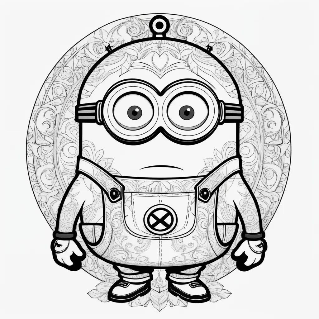 Minion coloring pages: black and white design of a minion