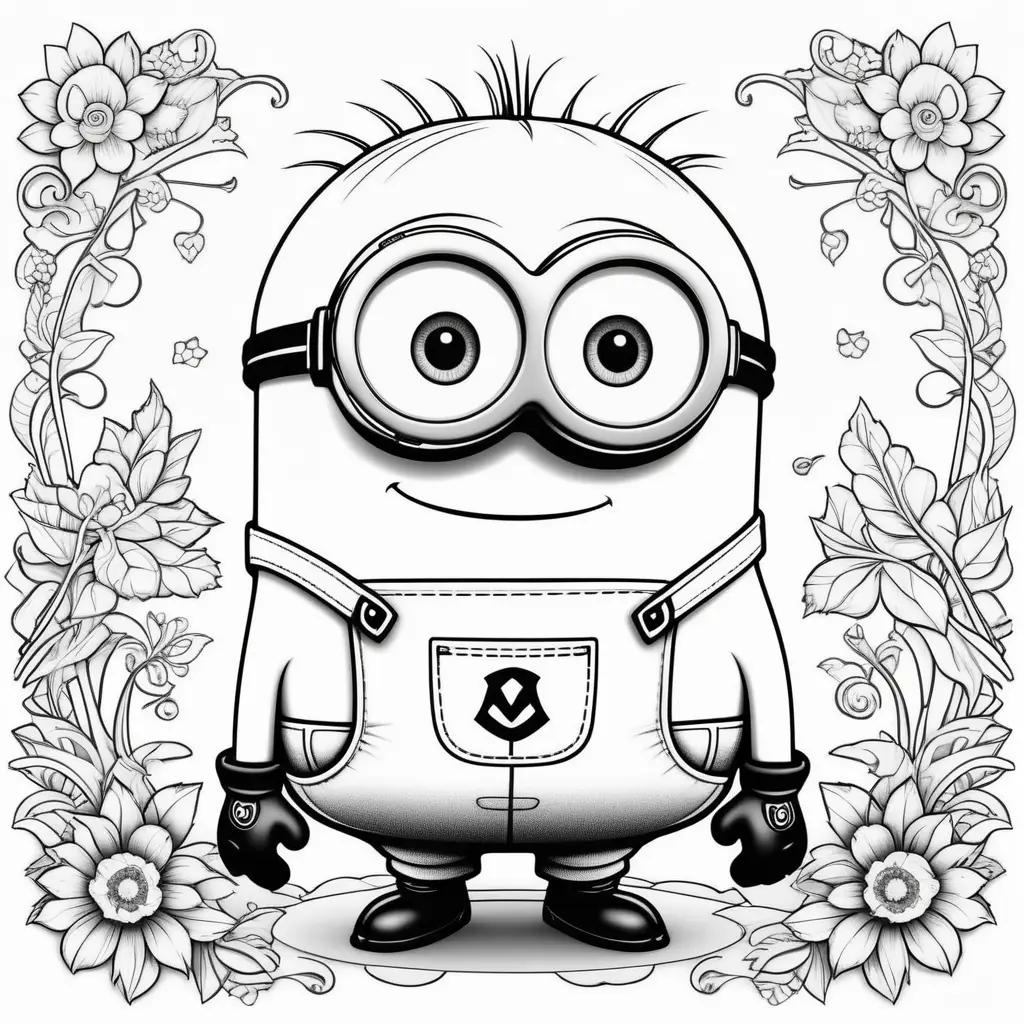 Minion coloring pages featuring a happy, smiling minion