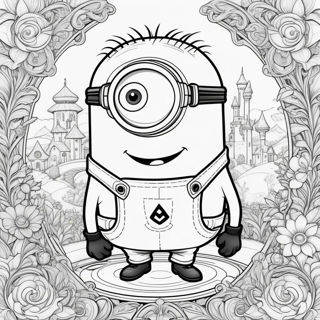 Minion coloring pages with black and white coloring