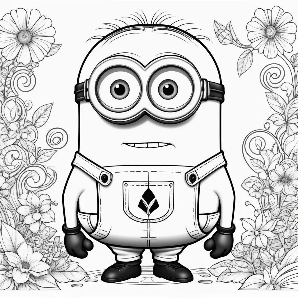 Minion coloring pages with black and white coloring