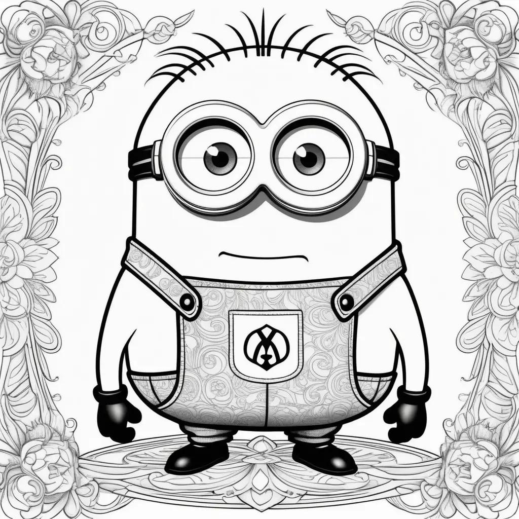 Minion coloring pages with black and white designs