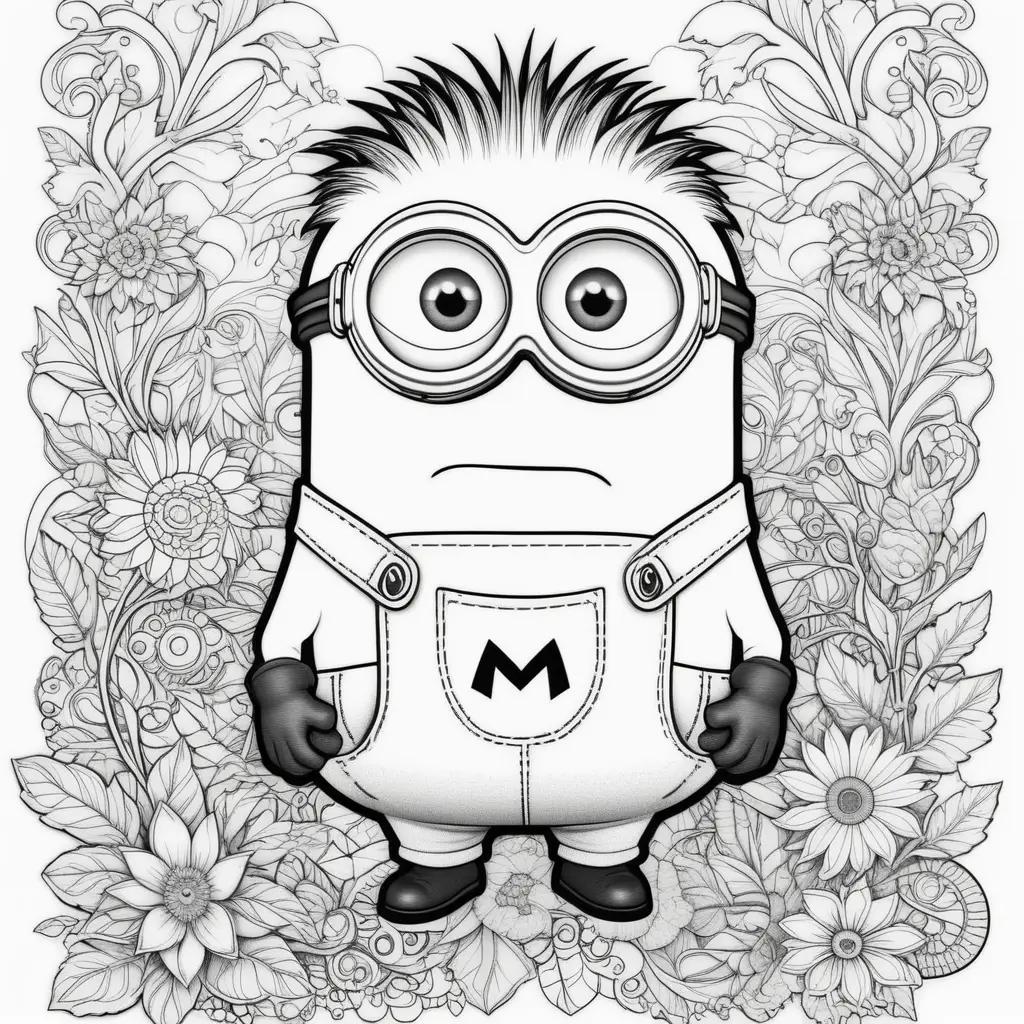 Minions coloring page features a sad minion with a flower crown