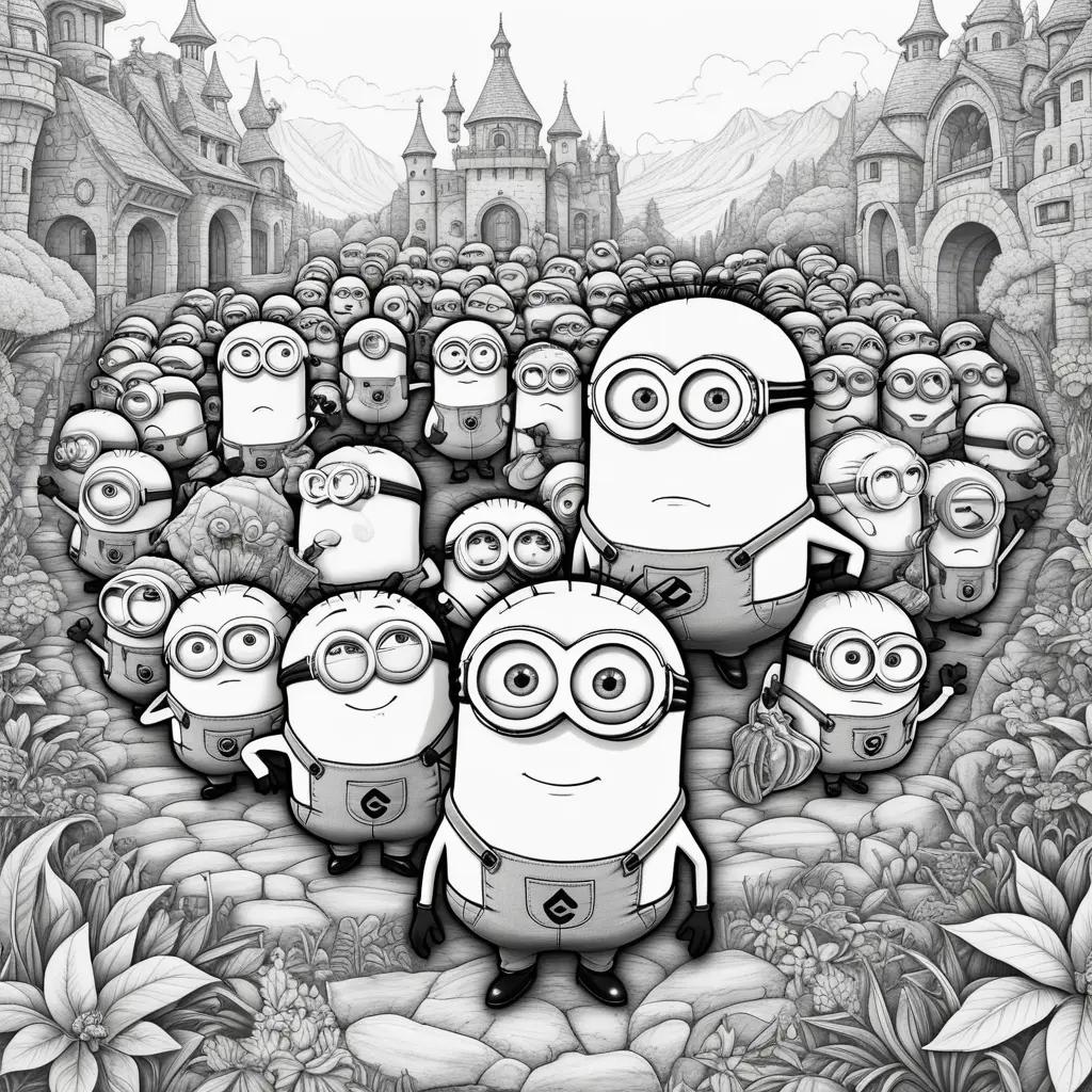 Minions coloring pages in black and white