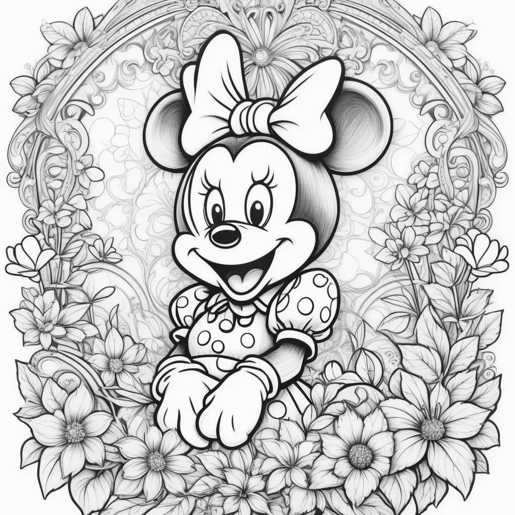 Minnie Mouse coloring page with a bow