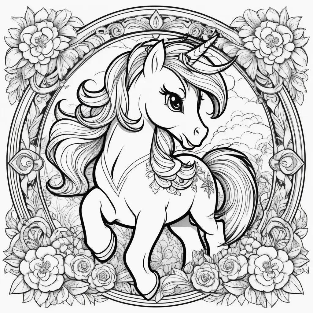 Mlp Coloring Pages: A Princess Unicorn in a Flower Border