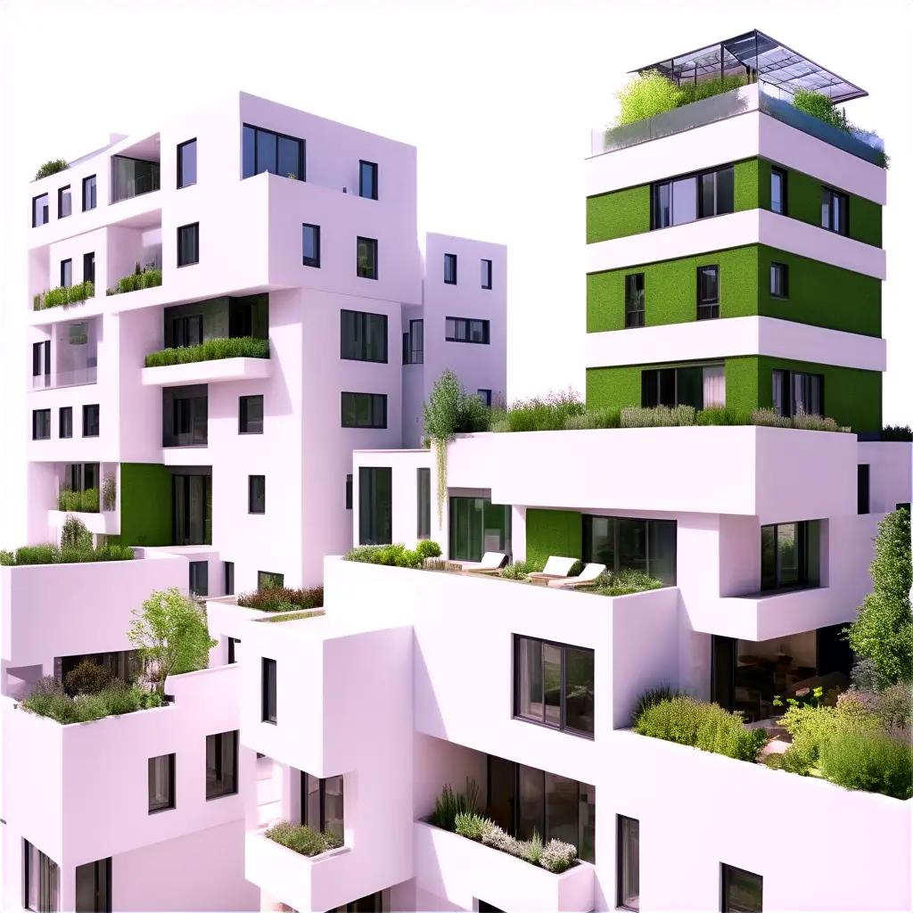 屋上緑化の近代的なマンション