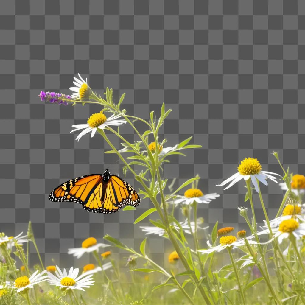 Monarch Butterfly in a field of flowers