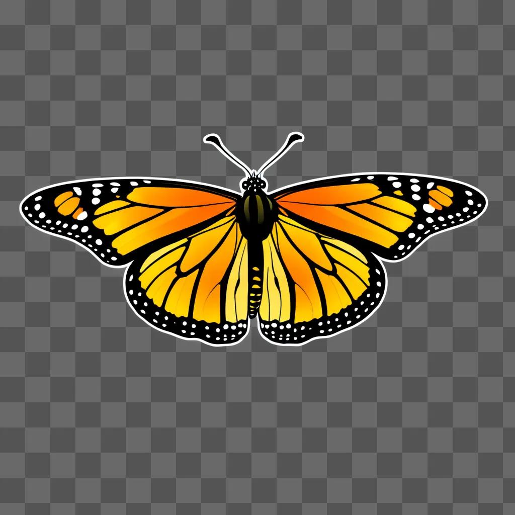 Monarch Butterfly with glowing wings against a brown background