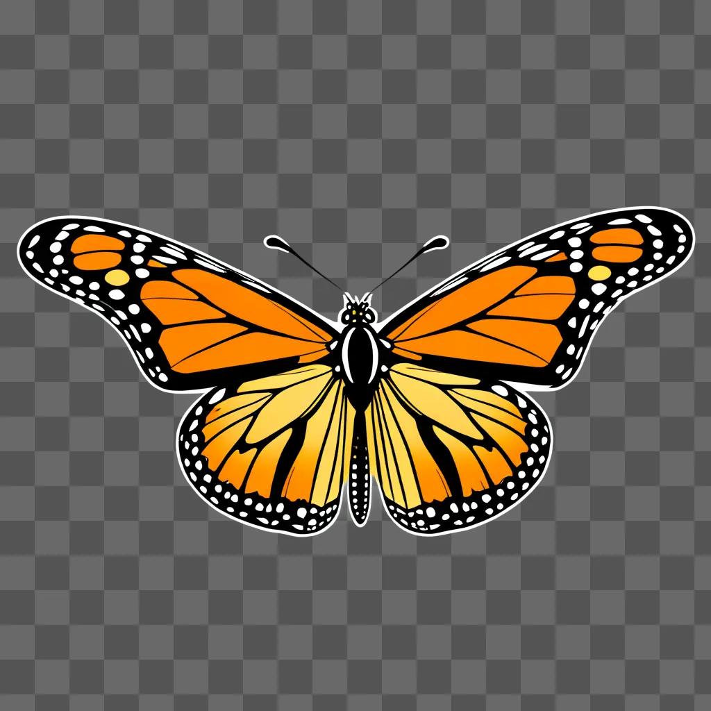 Monarch butterfly flying on brown background