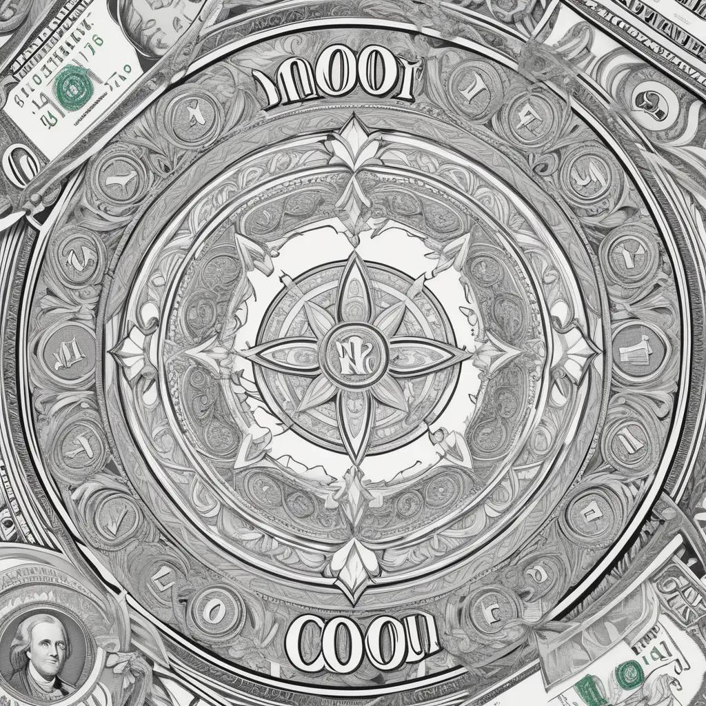 Money coloring pages with fancy designs