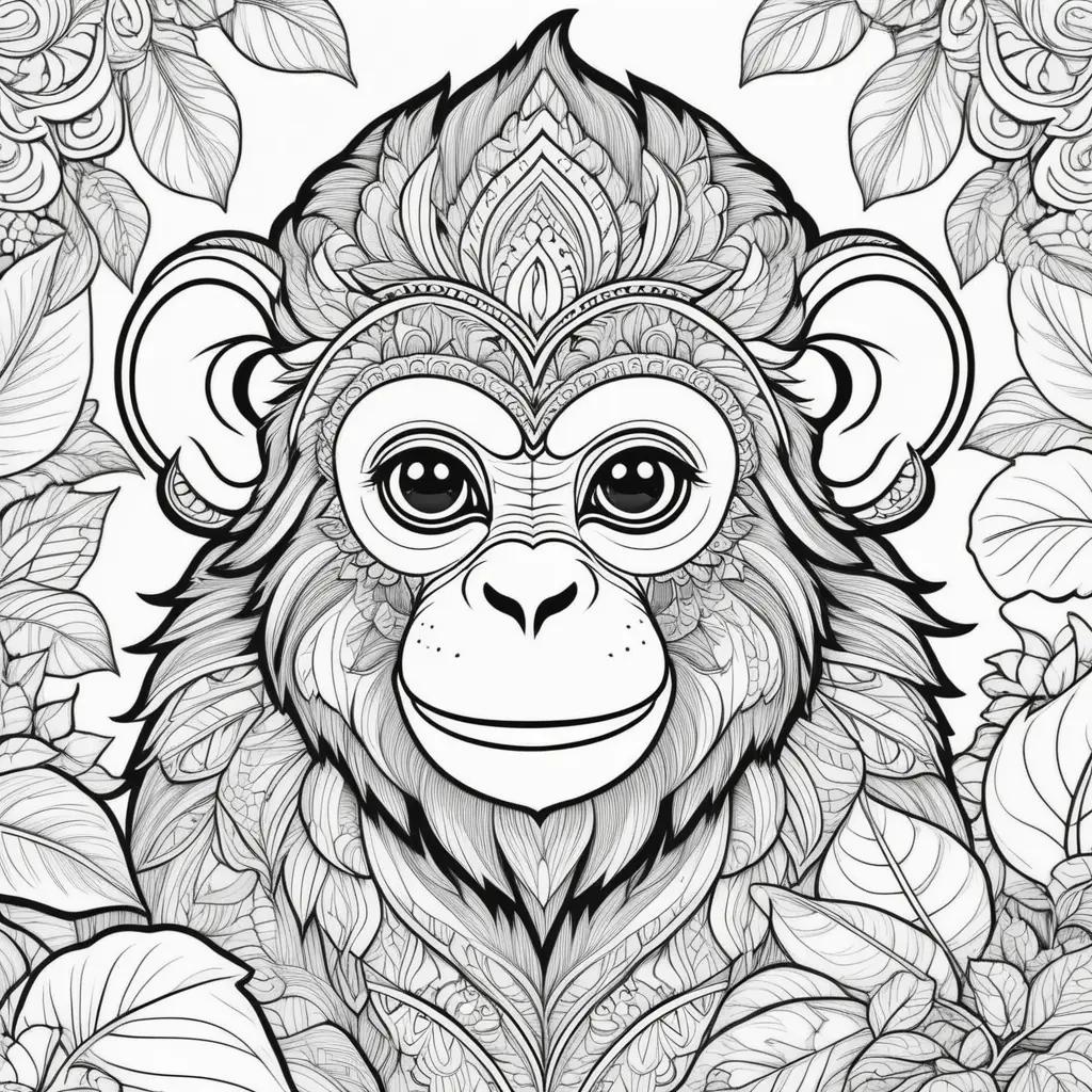 Monkey coloring pages with a unique design and intricate patterns