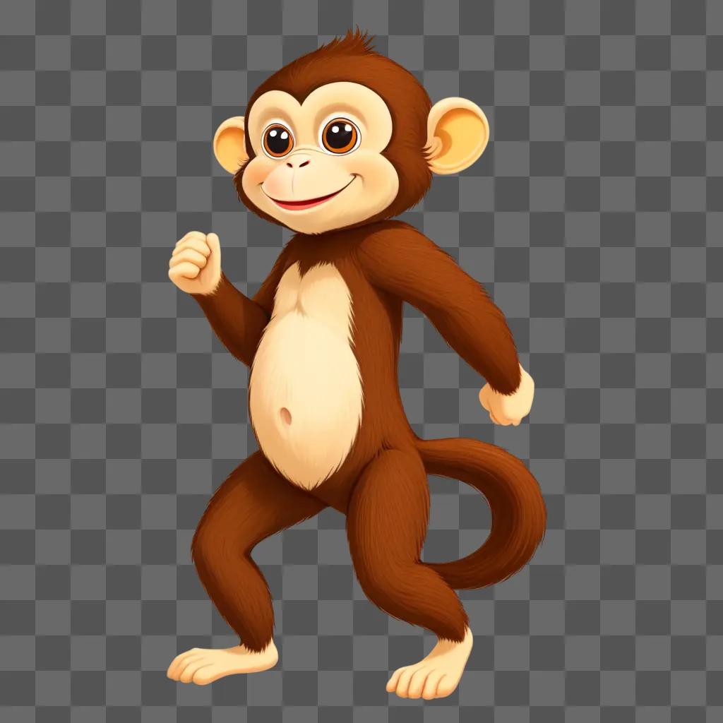 Monkey drawing on a side with a smile