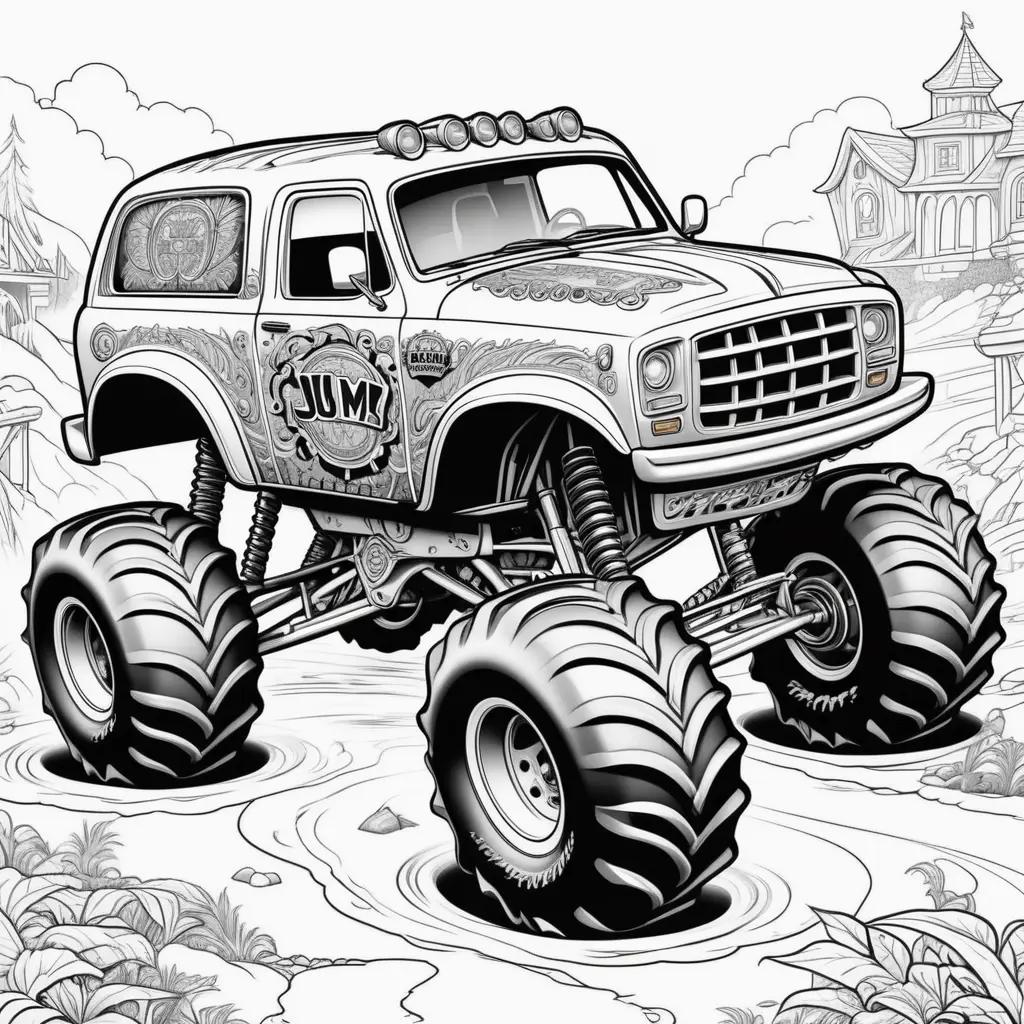 Monster Jam Coloring Pages Featuring A Tractor Truck