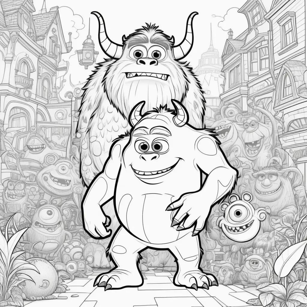 Monsters Inc Coloring Page With Two Monsters