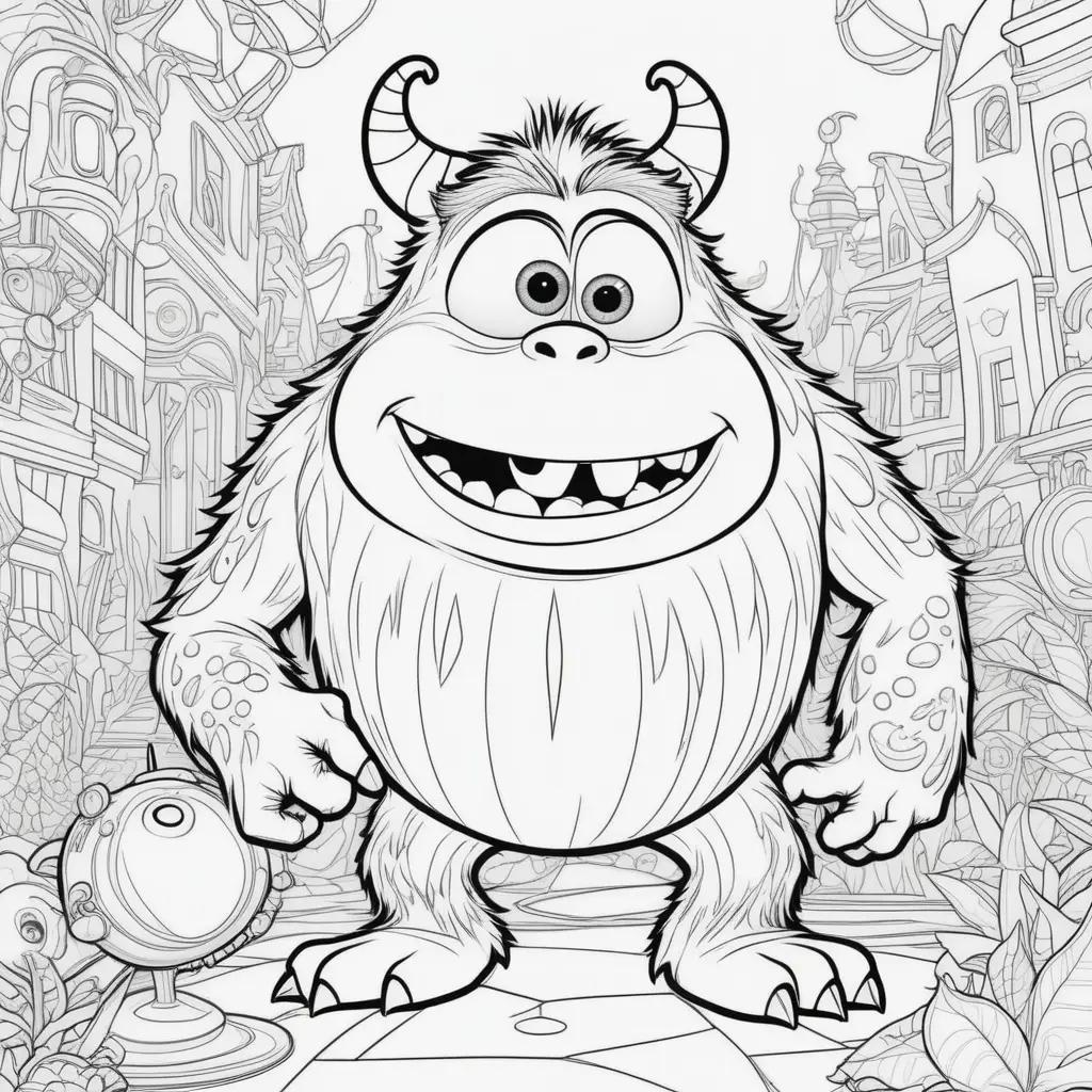 Monsters Inc Coloring Pages Featuring Monsters in Black and White