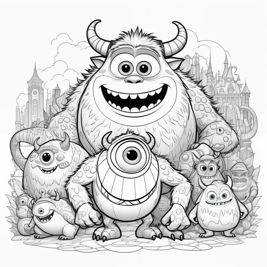 Monsters Inc. Coloring Pages: A Black and White Picture