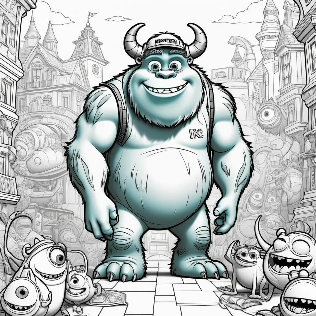 Monsters Inc. Coloring Pages Featuring Sulley and Friends