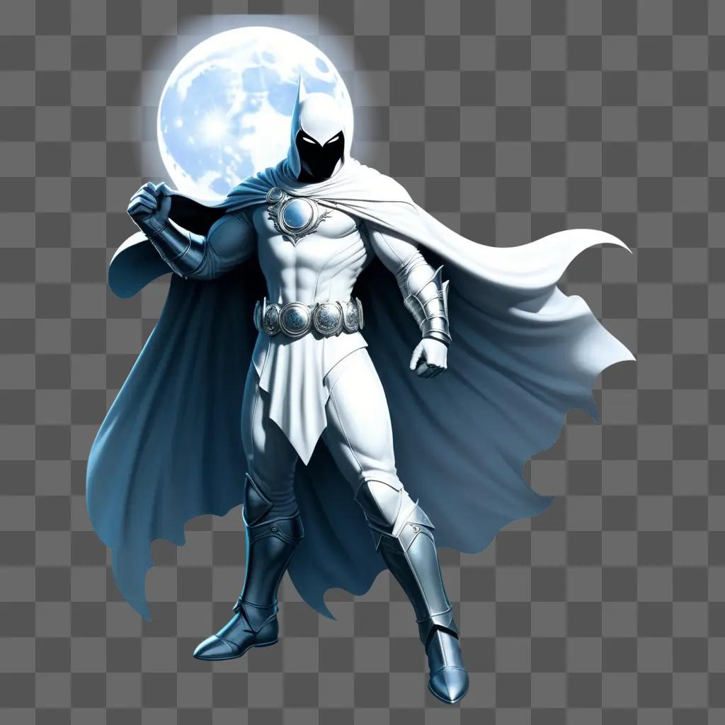 Moon Knight stands before the full moon