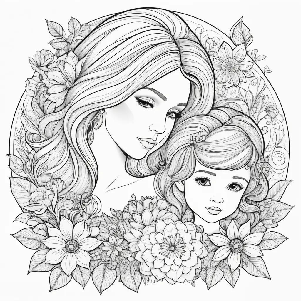 Mother and daughter coloring pages for Mothers Day