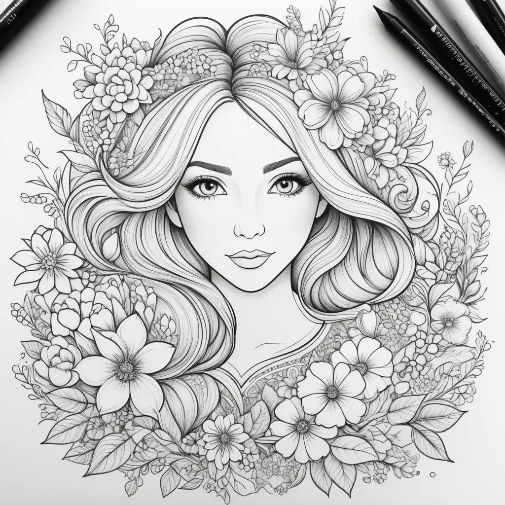 Mothers Day Coloring Pages Featuring A Beautiful Mother With Her Children