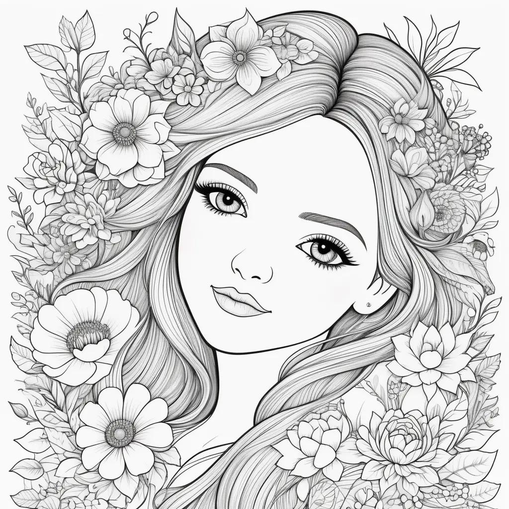 Mothers Day coloring page with a flower girl