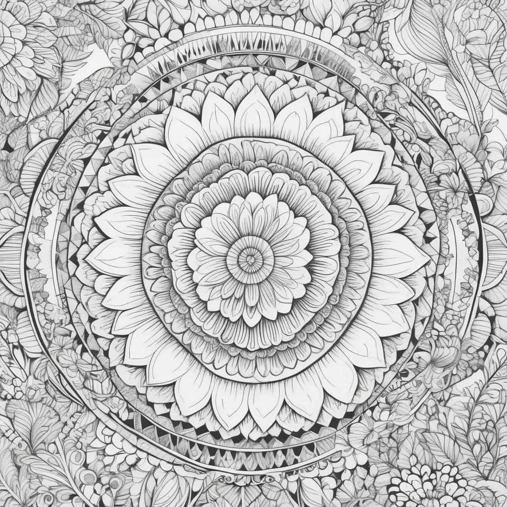 Motivational Coloring Pages: Black and White Flower Art