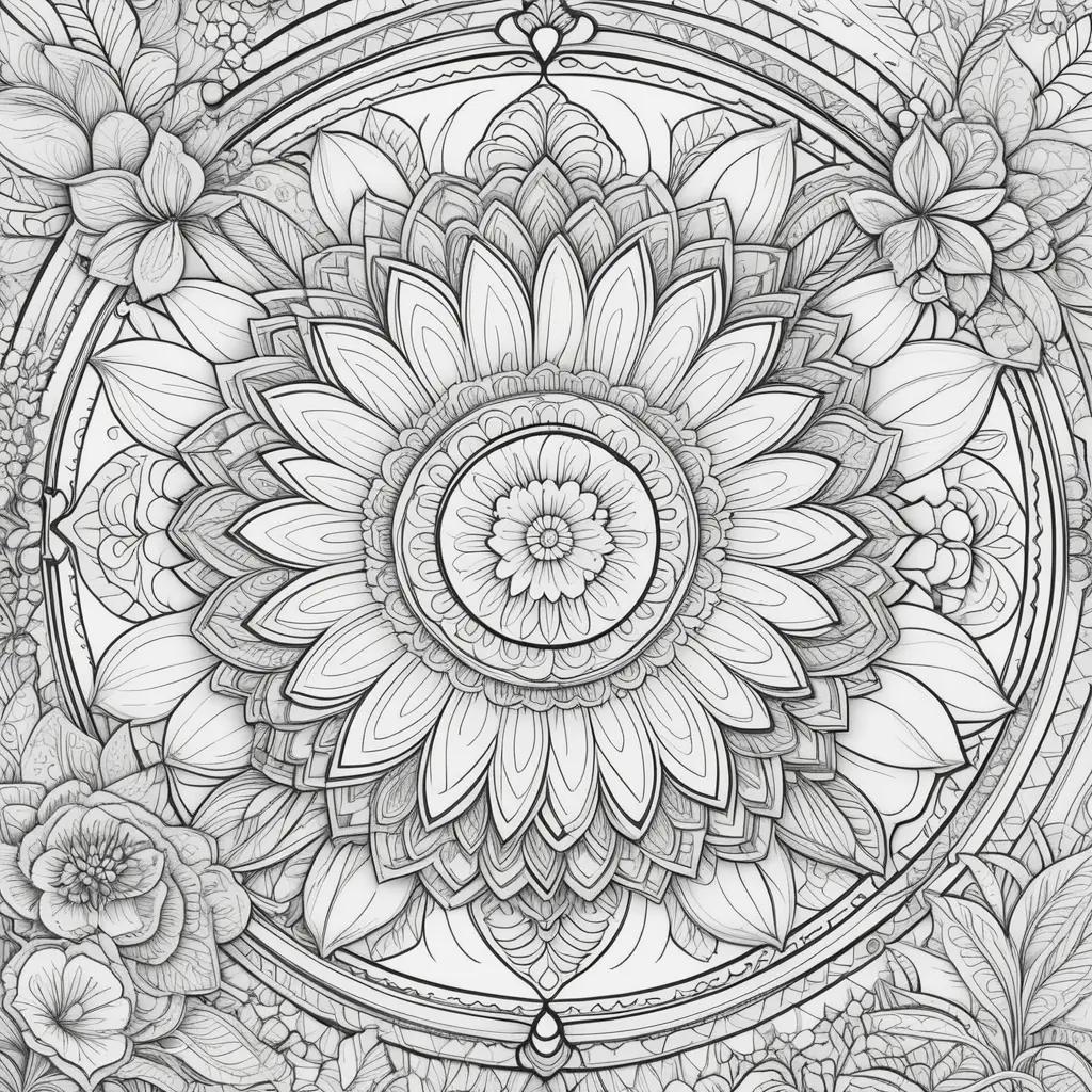 Motivational Coloring Pages: Black and White Flower Design