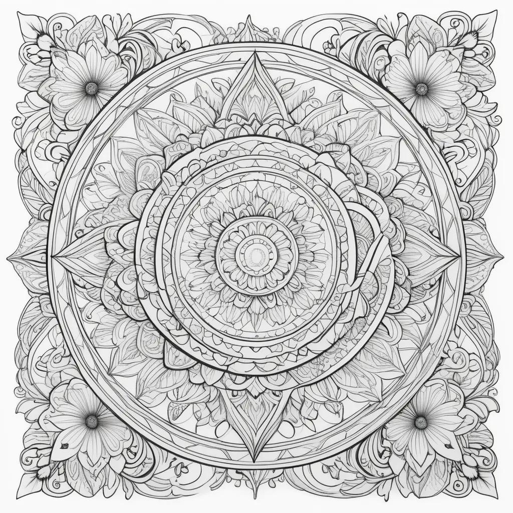 Motivational coloring pages featuring a black and white flower