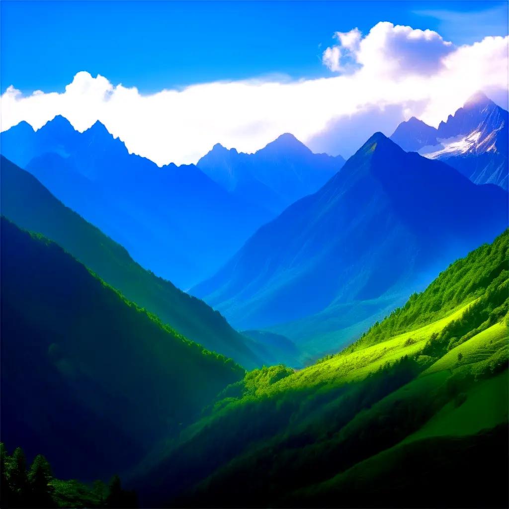 Mountain drawing with a light blue sky