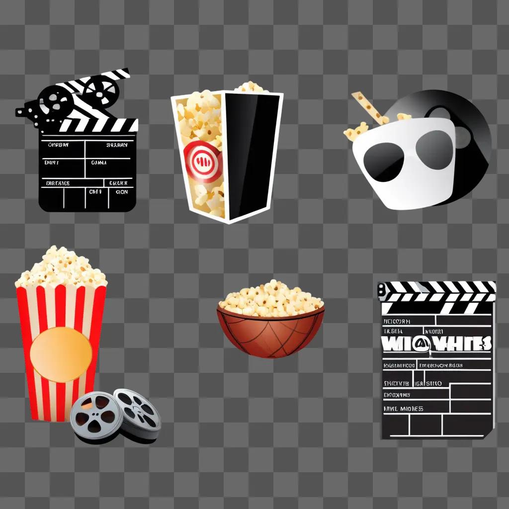 Movies and popcorn in movie clipart design