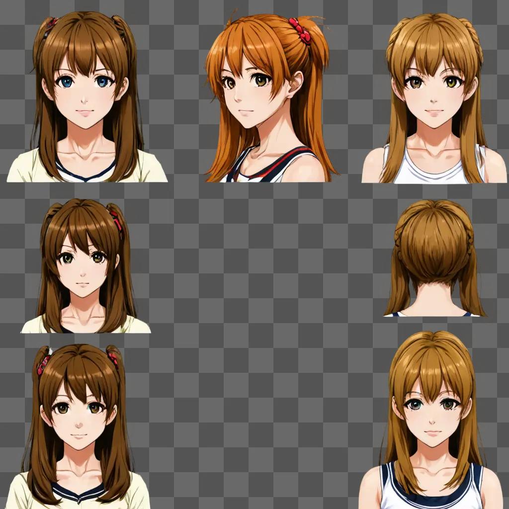 Multiple anime girl hairstyles in a collage