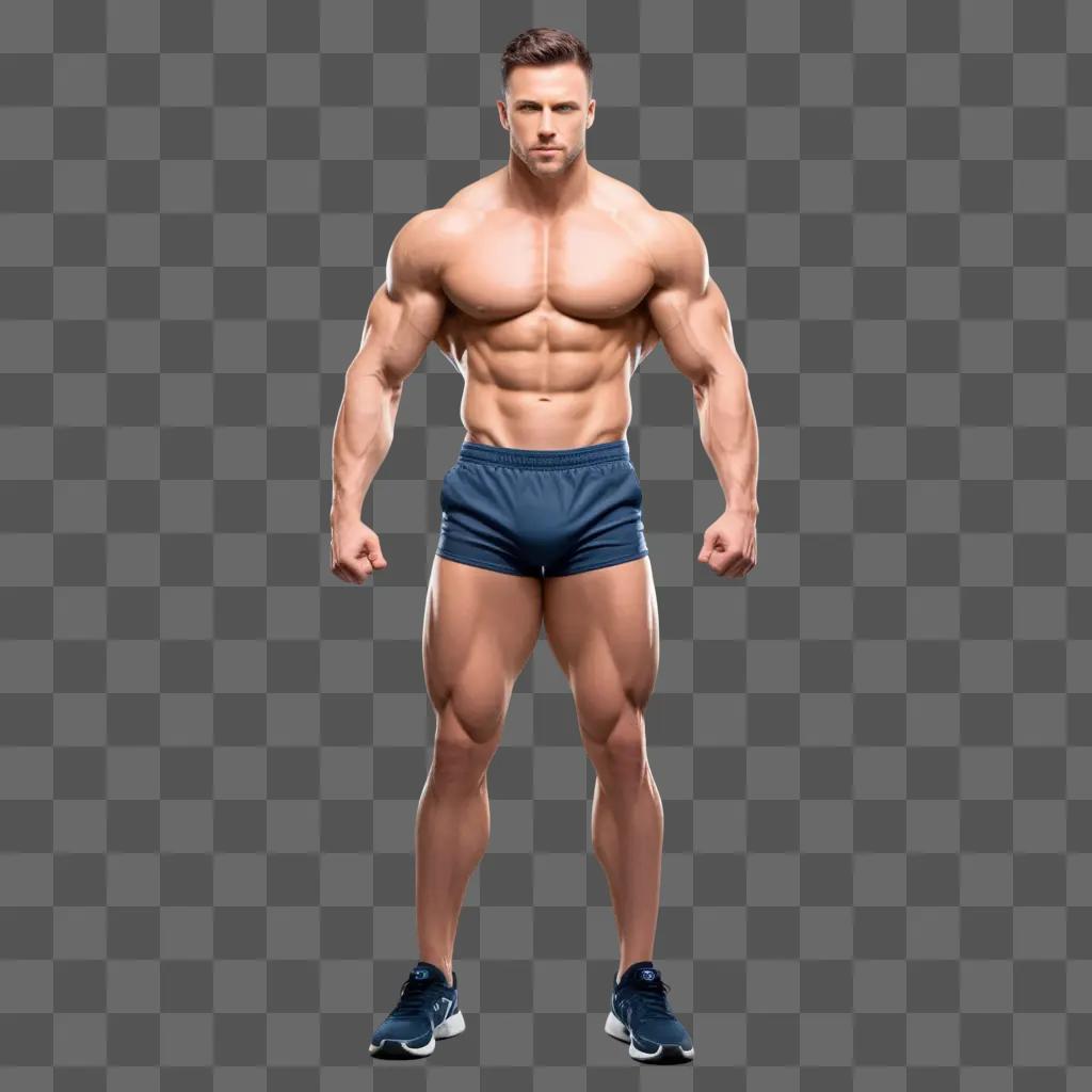 Muscular man posing for photo on brown background