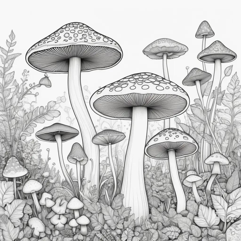 Mushroom coloring pages with various colors