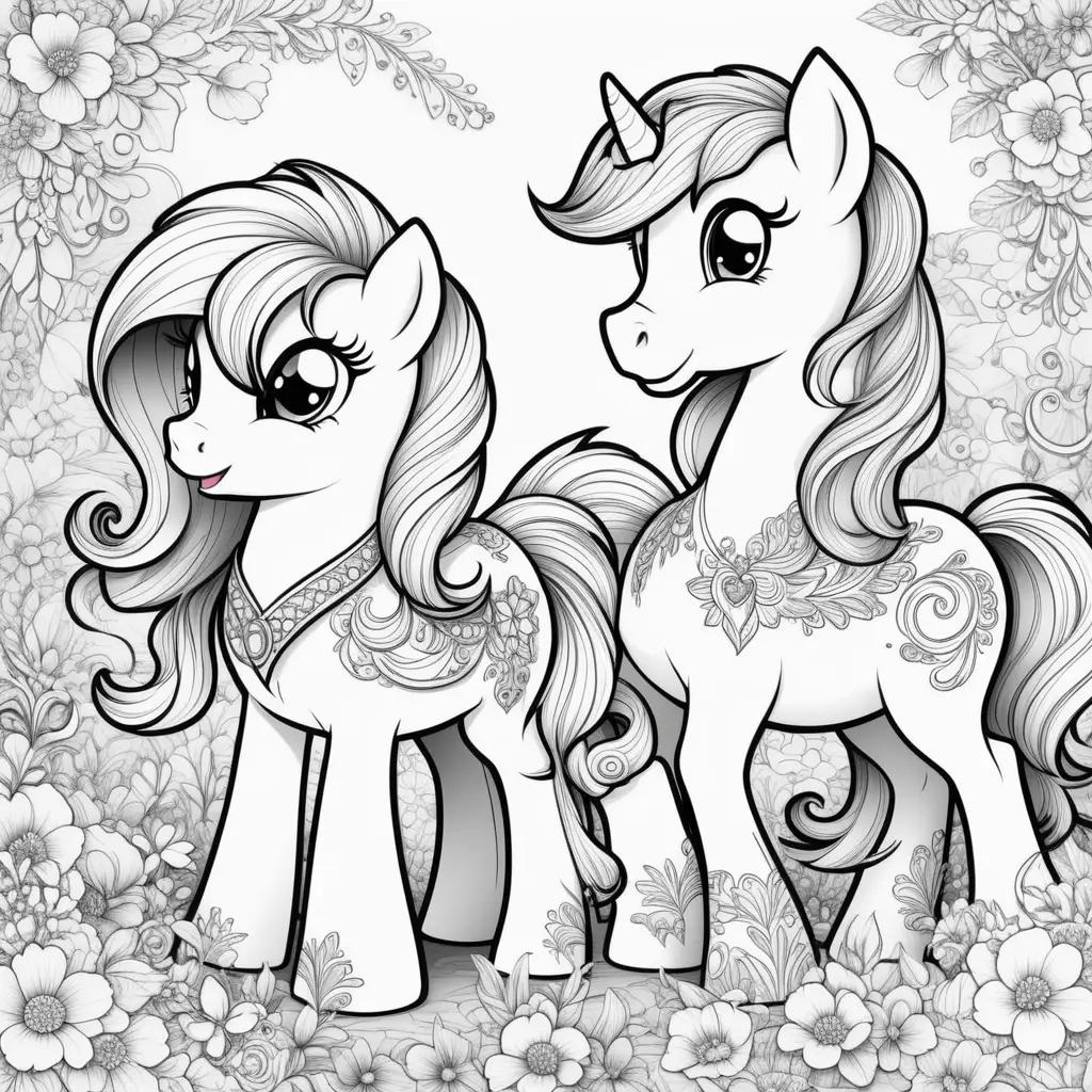 My Little Ponies Coloring Pages With Designs Of Two Ponies