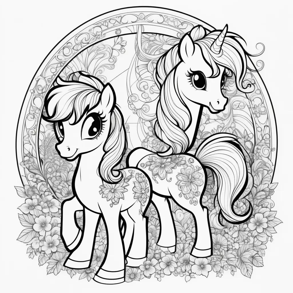 My Little Pony Coloring Pages Featuring Two Pretty Ponies