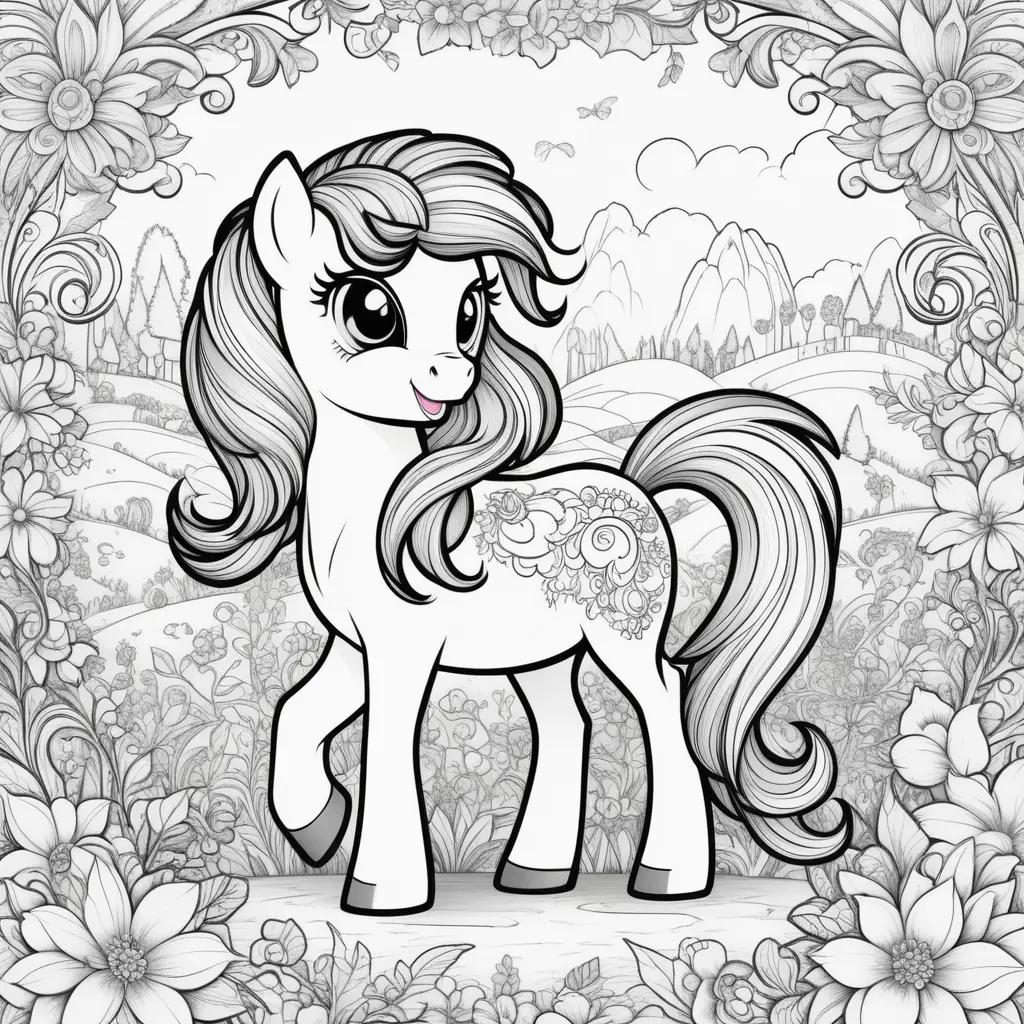 My Little Pony Coloring Pages with a frame and a background