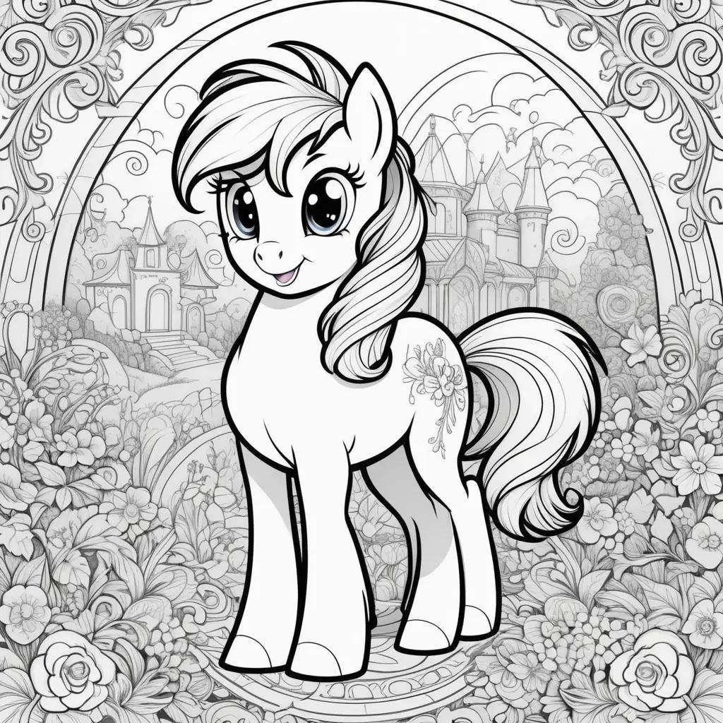 My Little Pony coloring page featuring a cute pony with a flower crown