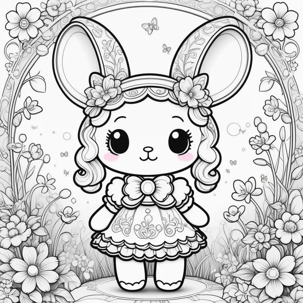 My Melody Coloring Pages - A cute bunny in a dress