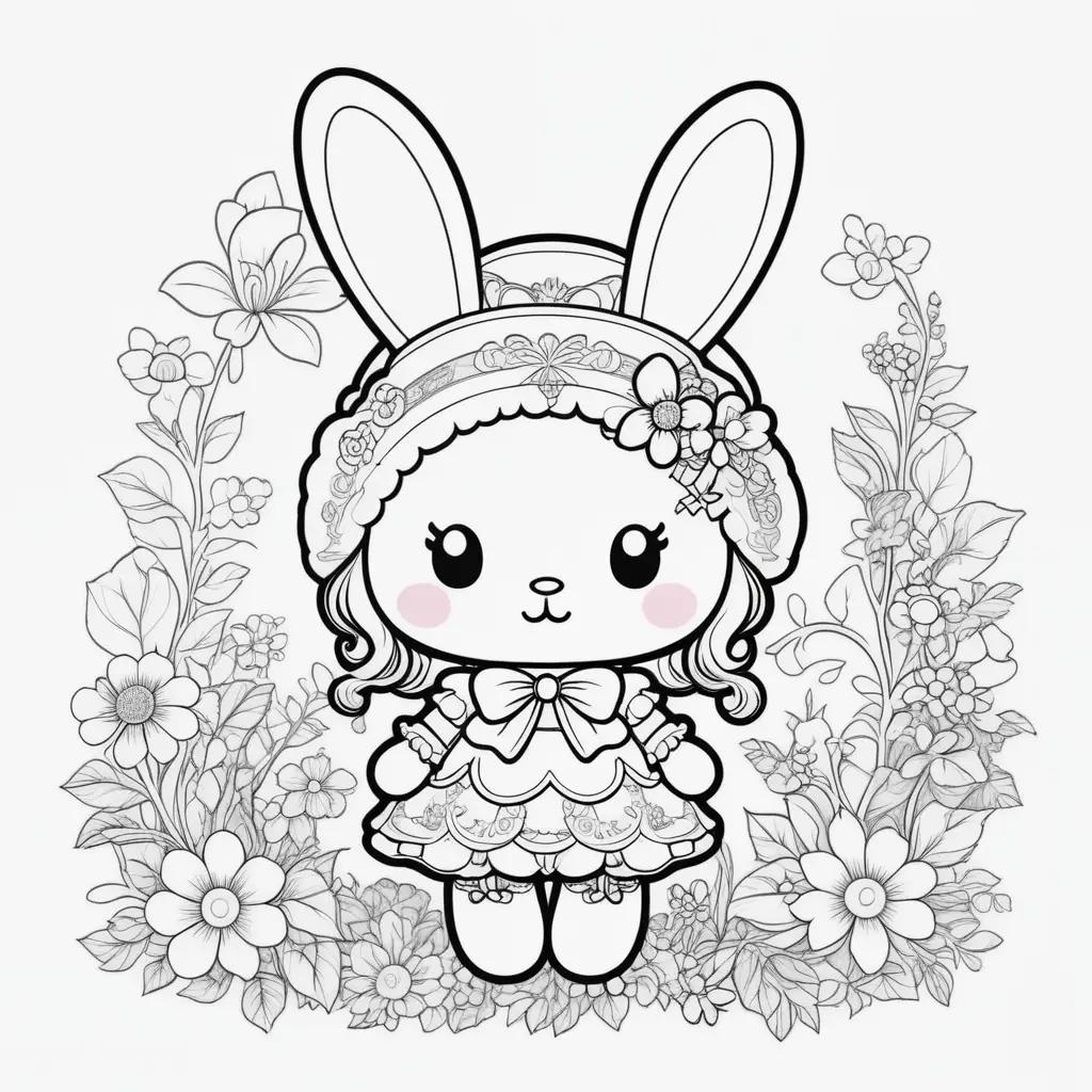 My Melody coloring pages featuring a cute bunny