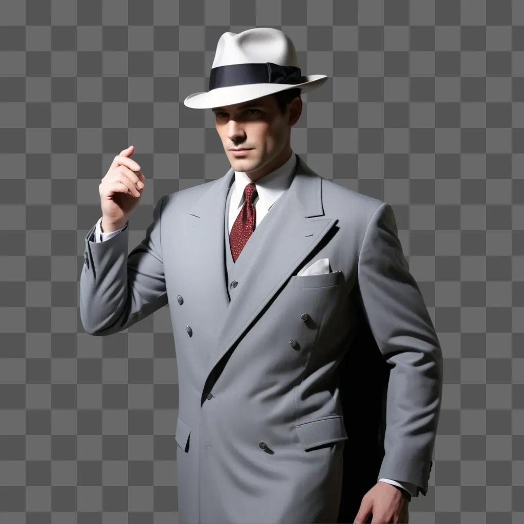 Mystery character in a suit posing for the camera