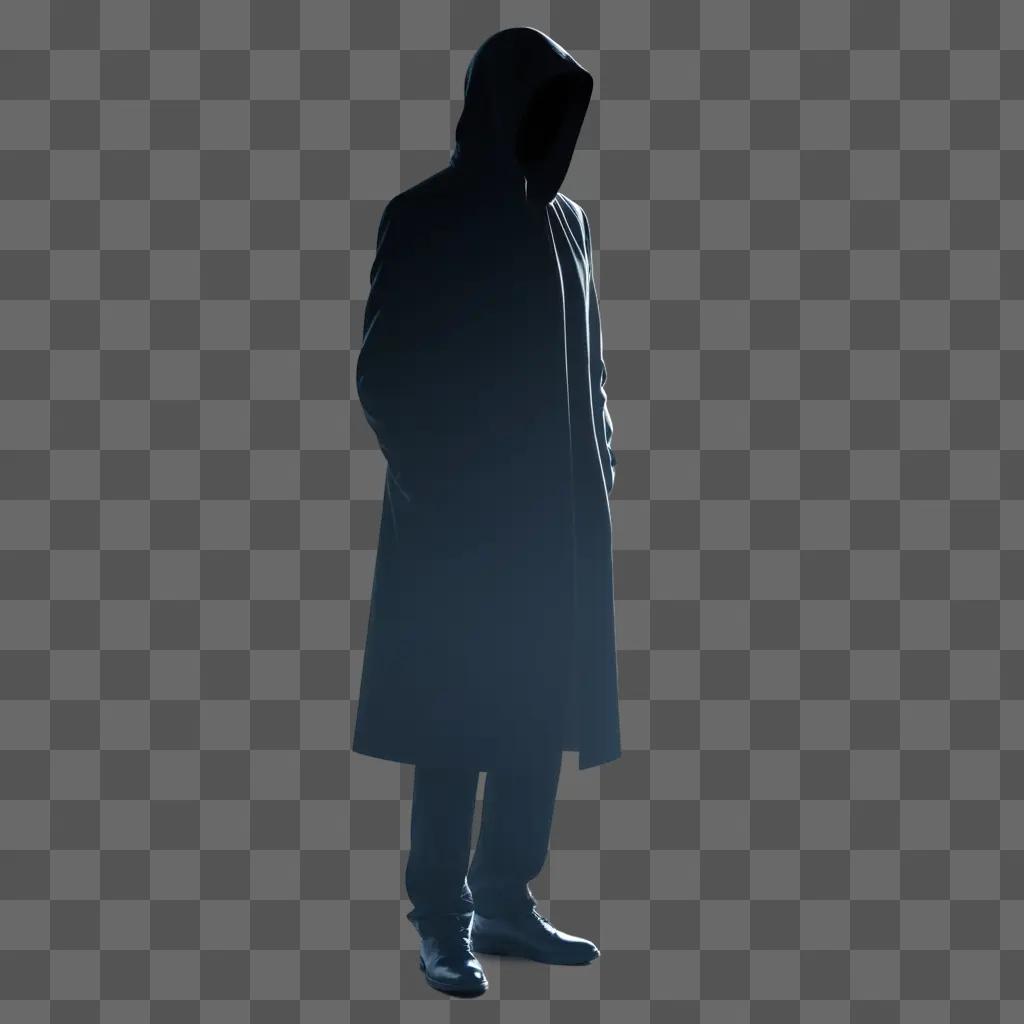 Mystery character standing in a dark room