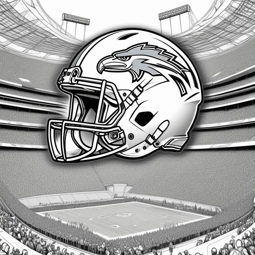 NFL football coloring pages show helmet and stadium