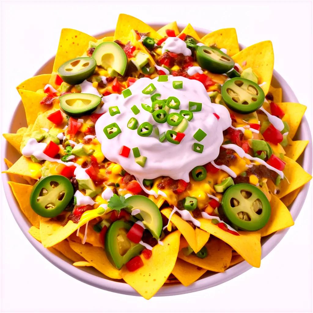 Nachos are topped with salsa and cheese