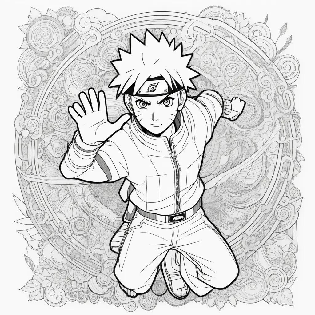 Naruto coloring page with a boy in a black outfit