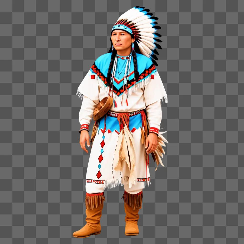 Native American dressed in traditional attire