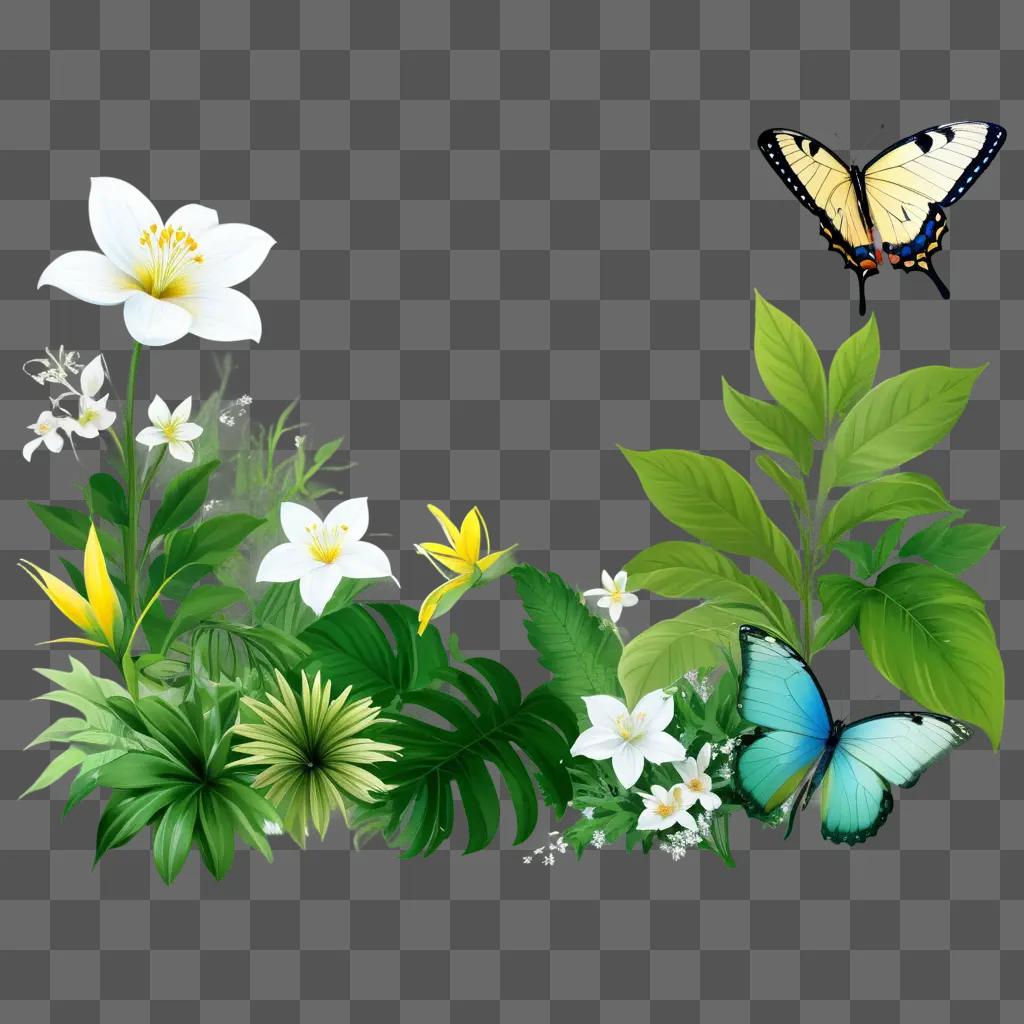 Nature clipart: a butterfly on a green background