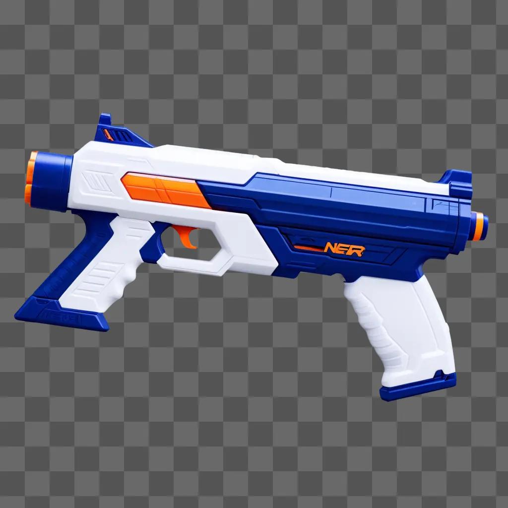 Nerf gun with blue and orange colors